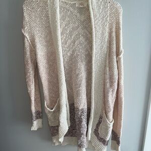 Women's Cream, Pink, and Purple Open-Front Sweater